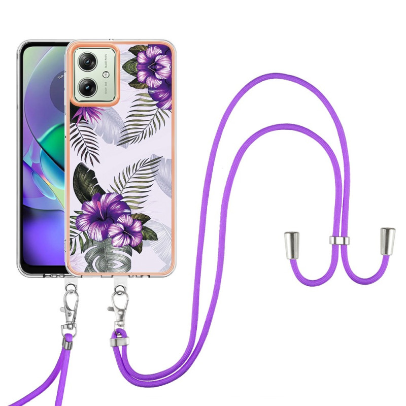 Kordel
hülle Moto G54 5G Violette Blumen