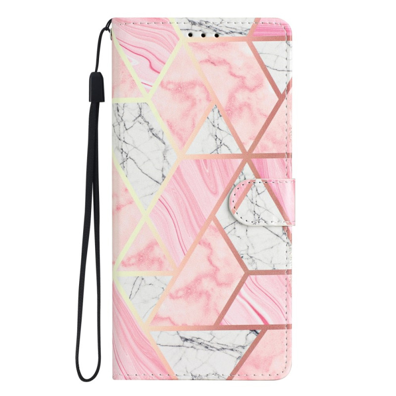 Xiaomi Redmi 13C / Poco C65 Marmor Rosa Tasche mit Riemen