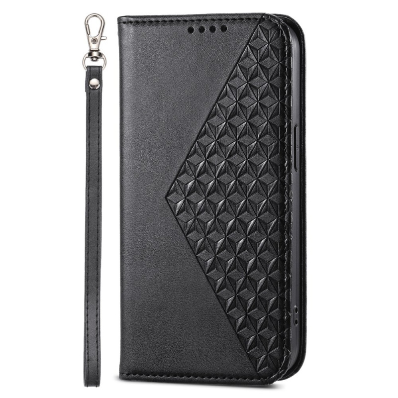 Flip Cover Xiaomi Redmi 13C / Poco C65 Rautenmuster mit Riemen