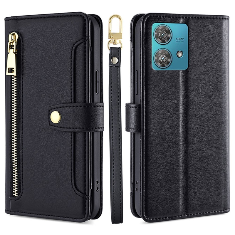 Motorola Edge 40 Neo Tasche Brieftasche mit Riemen
 und Schulterriemen