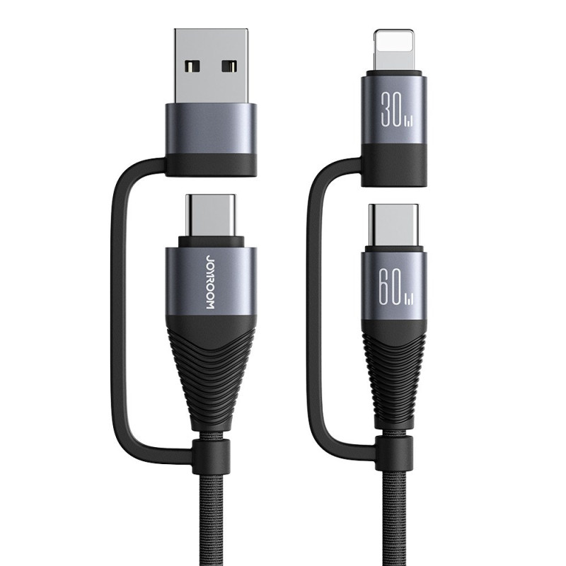 Schnellladekabel 4-in-1 USB-A+Typ-C auf 8Pin+Typ-C 60W JOYROOM