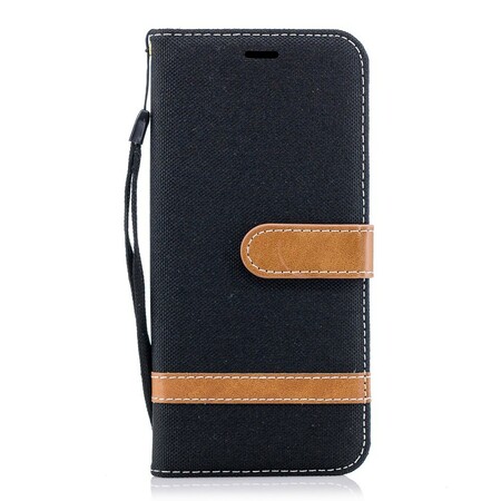 Samsung Galaxy S9 Stoff und Lederoptik Tasche mit Riemen