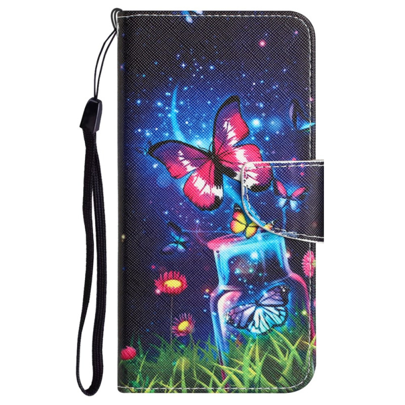 Samsung Galaxy S24 Plus 5G Flaschen- und Schmetterlings-Tasche mit Riemen