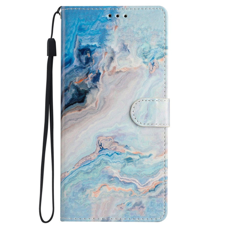 Samsung Galaxy S24 Plus 5G Marmor Blau Tasche mit Riemen