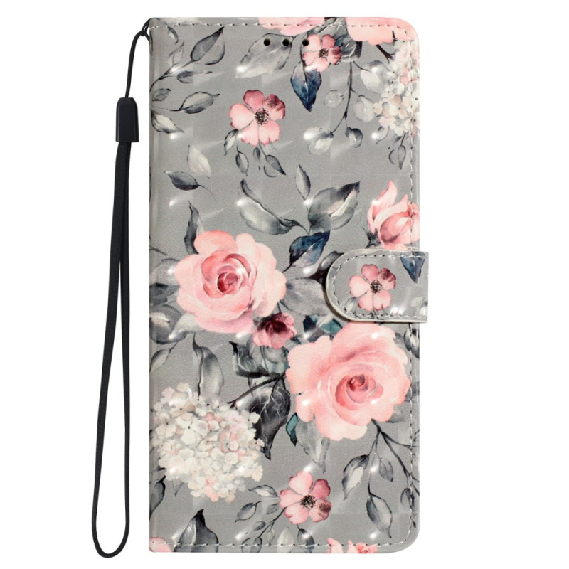 Samsung Galaxy S24 Plus 5G Tasche Blumen mit Riemen