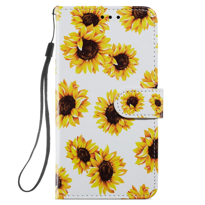 Samsung Galaxy S24 Plus 5G Tasche Sonnenblumen mit Riemen