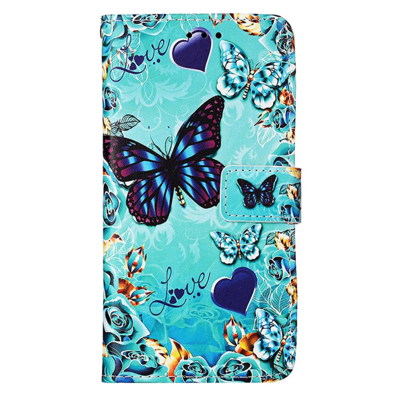 Samsung Galaxy A25 5G Schmetterling & Herzchen Tasche mit Riemen
