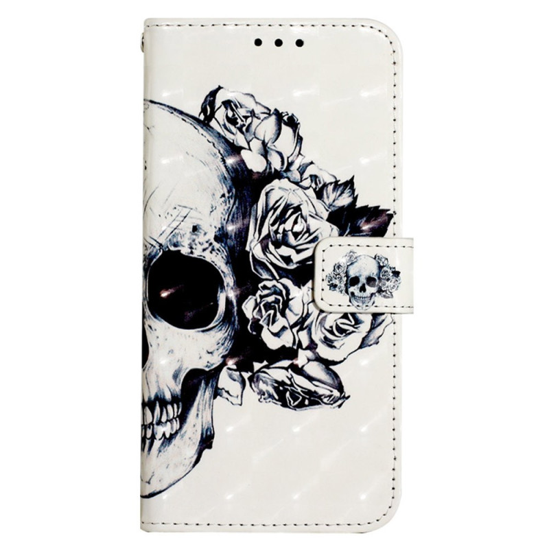 Samsung Galaxy A25 5G / A24 5G Blumiger Totenkopf Tasche mit Trageriemen