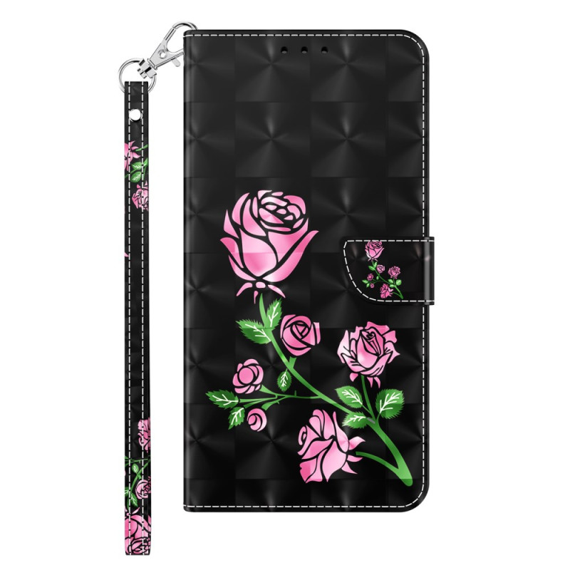Samsung Galaxy A05s Tasche Rosenblüte mit Riemen