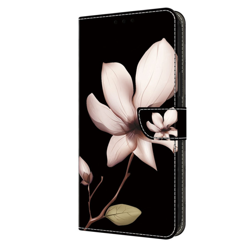 Samsung Galaxy A05s Hülle Rosa Blume auf schwarzem Hintergrund