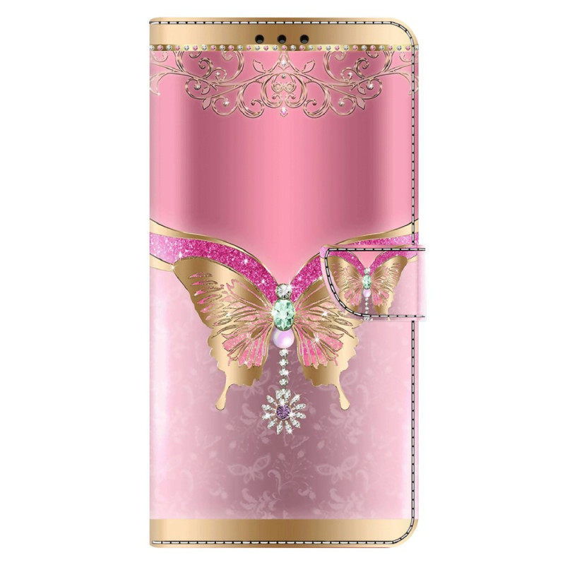 Housse Xiaomi 14 Pro Papillon Rose et Or