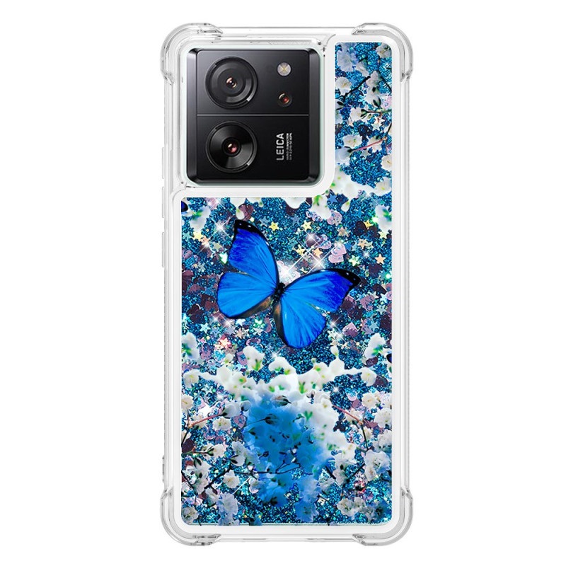 Xiaomi 13T / 13T Pro Cover Glitter Schmetterling Blau