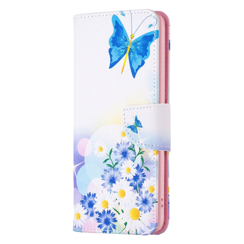 Honor Magic 6 Lite Hülle Schmetterling und Aquarellblumen