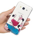 Samsung Galaxy J3 2016 Cover Lustige Flamingos Rosen