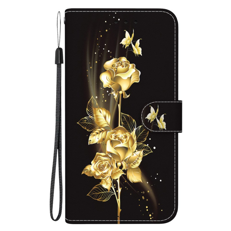 Xiaomi Redmi Note 12S Hülle Goldene und rosa Schmetterlinge