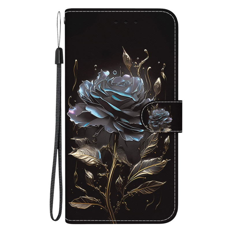 Xiaomi Redmi Note 12S Schwarze Rose Tasche mit Riemen
