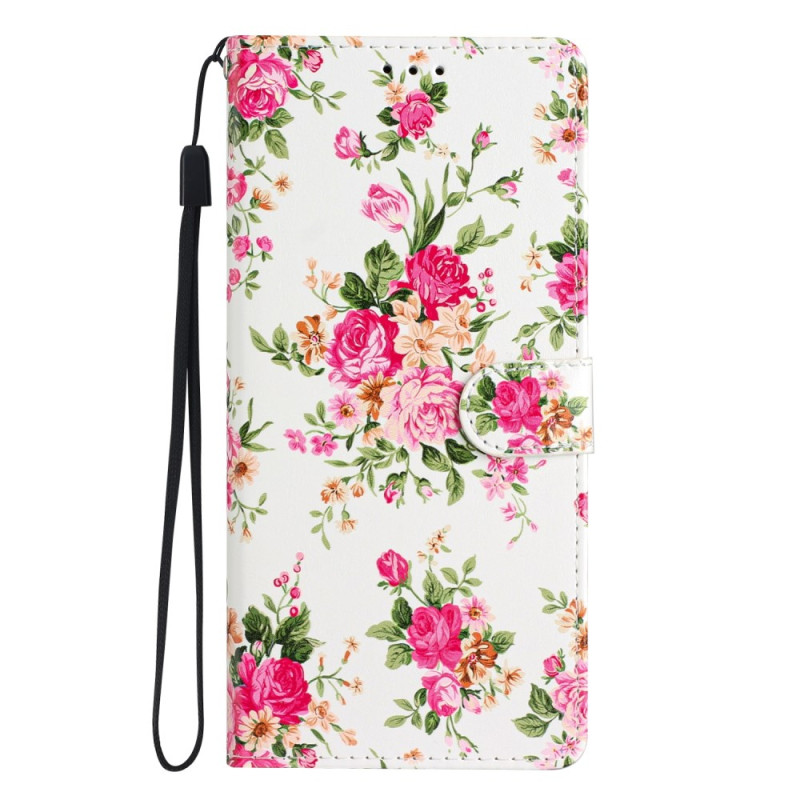 Xiaomi Redmi Note 12S Tasche Rote Blumen mit Riemen