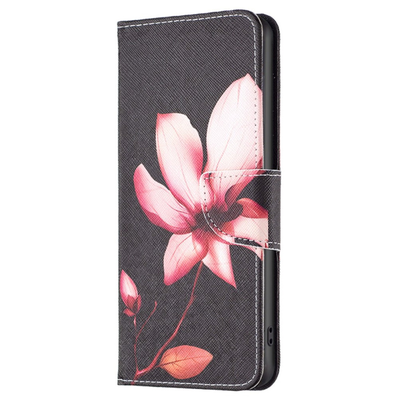 Xiaomi Redmi Note 12S Hülle Rosa Blume auf schwarzem Hintergrund