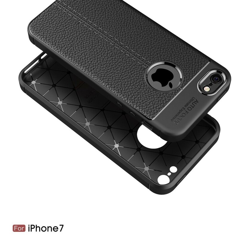 iPhone SE/5/5S Cover mit Litschi-Lederoptik Double Line
