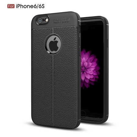 iPhone 6/6S Cover mit Litschi-Lederoptik Double Line