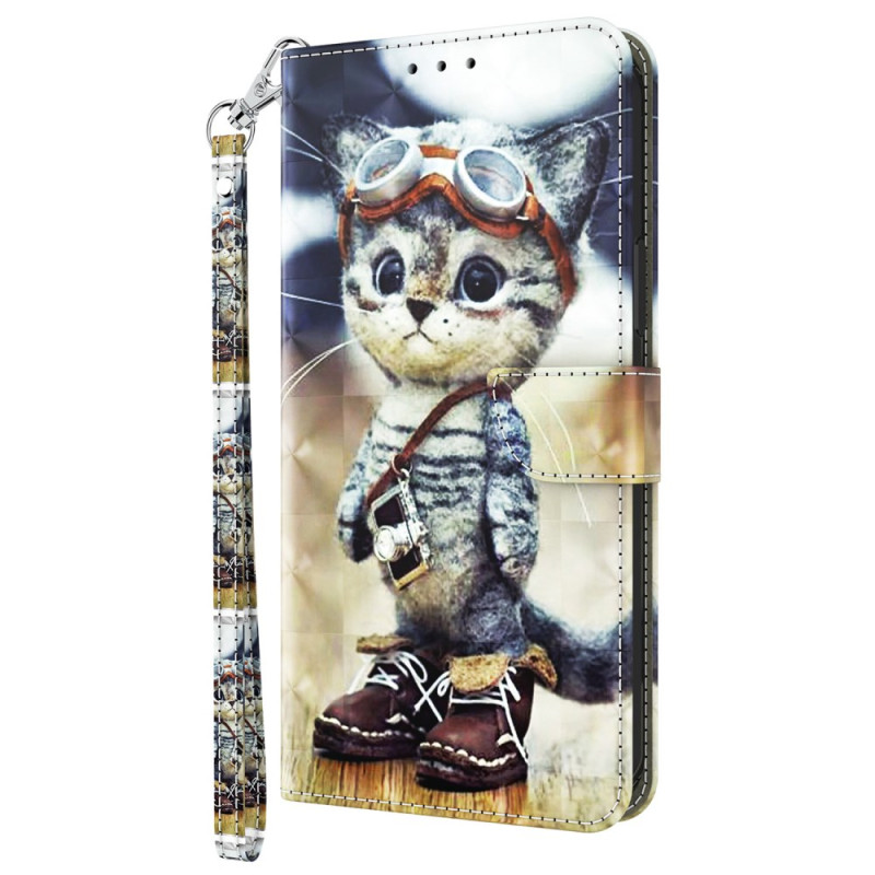 Honor 90 Lite Tasche Katze Flieger mit Riemen