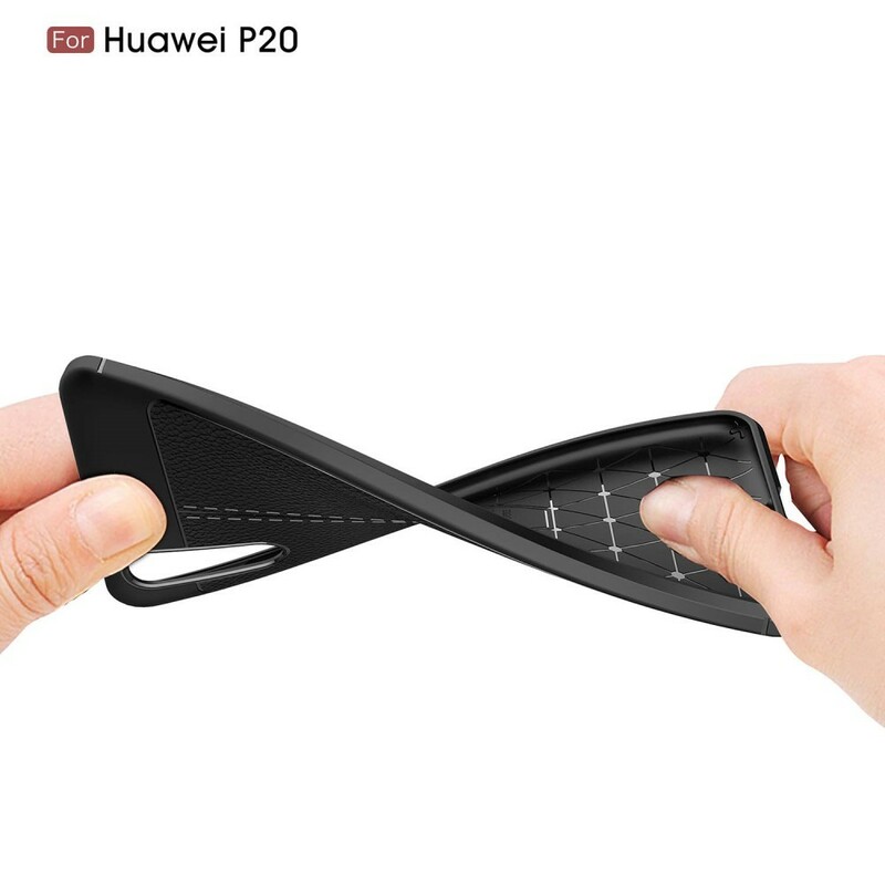 Huawei P20 Cover Lederoptik Litschi Double Line