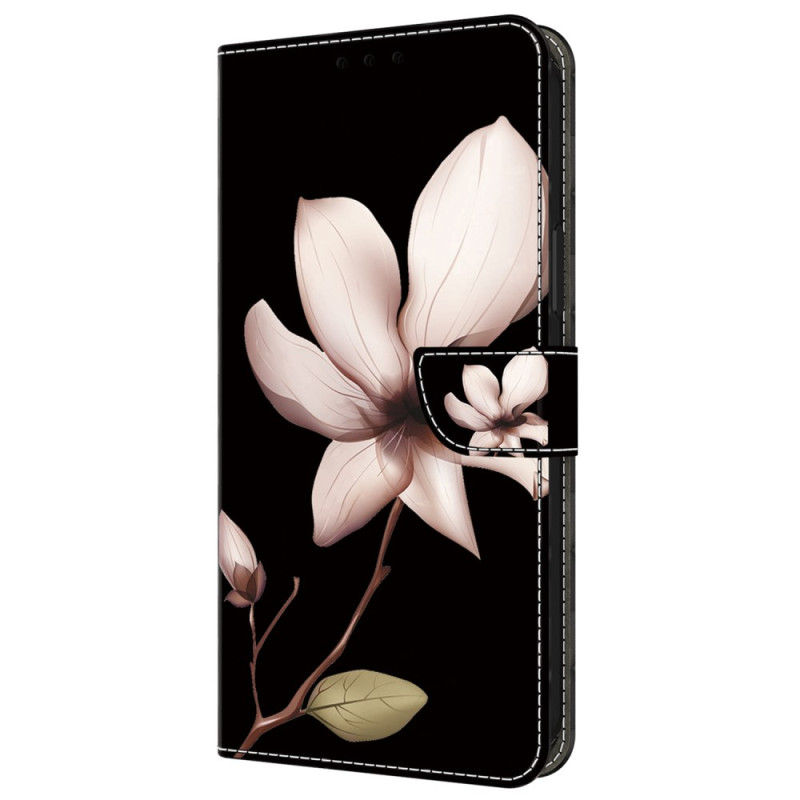 Hülle Samsung Galaxy A55 5G Rosa Blumen auf Schwarzem Hintergrund