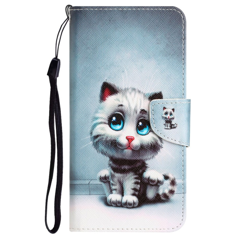 Samsung Galaxy A55 5G Tasche Blauäugige Katze mit Riemen