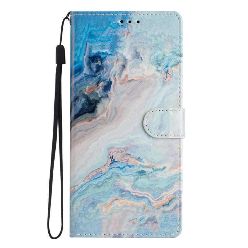 Samsung Galaxy A55 5G Marmor Blau Tasche mit Riemen