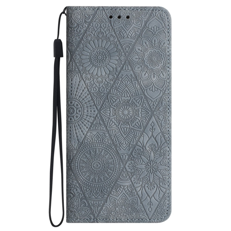 Flip Cover Samsung Galaxy A55 5G Patchwork mit Riemen