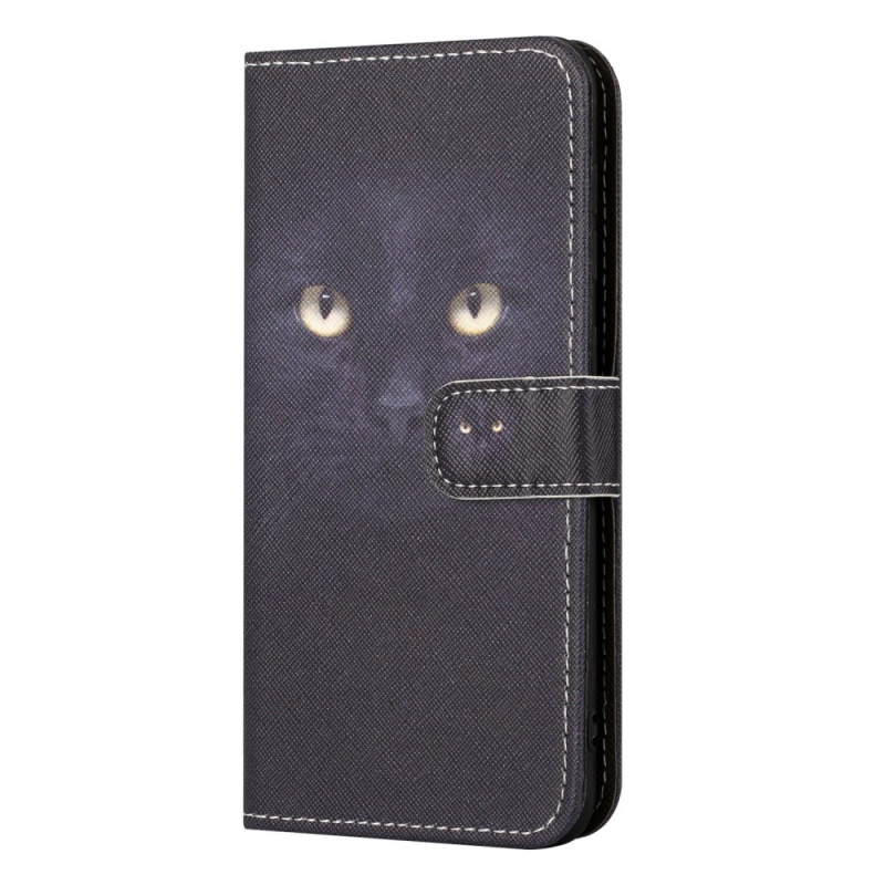 Samsung Galaxy A35 5G Tasche Katze Schwarz mit Riemen