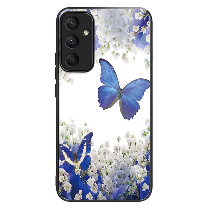 Cover Samsung Galaxy A35 5G gehärtetes Glas Blaue Schmetterlinge