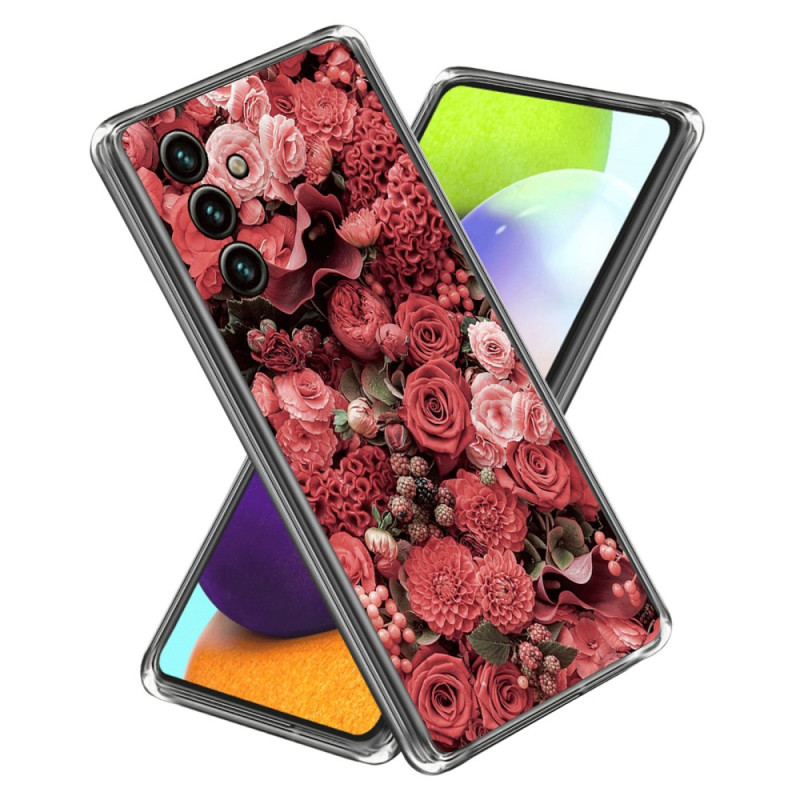 Samsung Galaxy A15 Cover Blumen Rosa und Rot