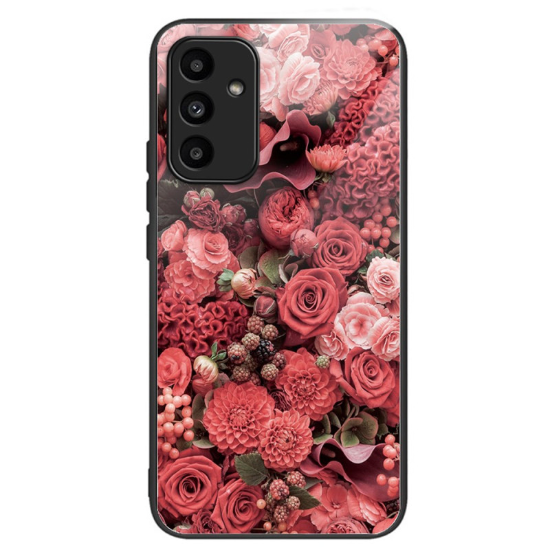 Samsung Galaxy A15 5G / A15 Hülle aus gehärtetem Glas Blumen Rot und Rosen