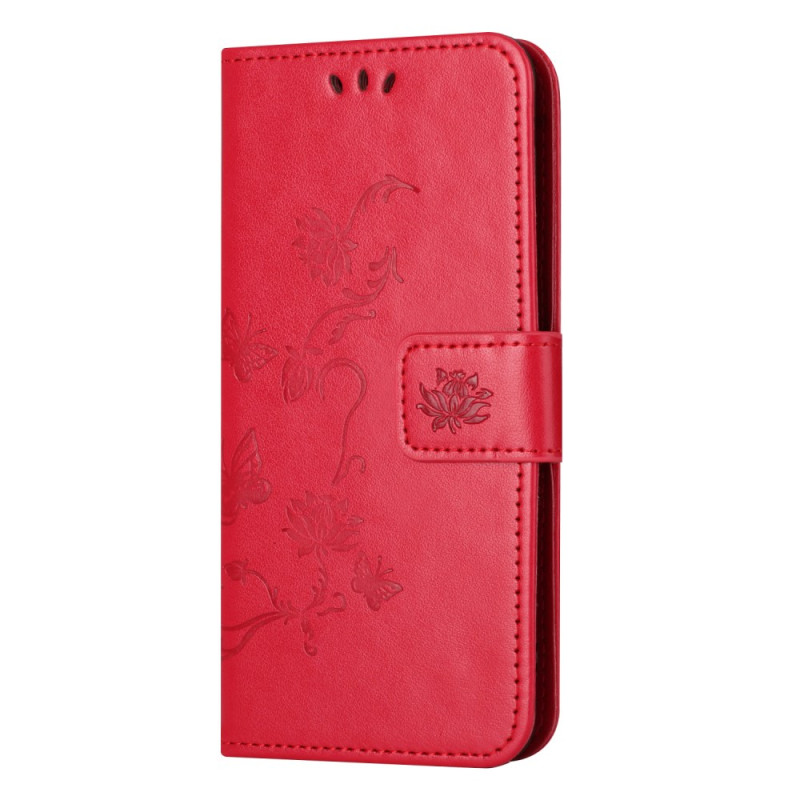 Samsung Galaxy A35 5G Hülle Blumen und Schmetterlinge mit Riemen