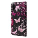 Huawei P20 Lite Hülle Schmetterlinge und Blumen