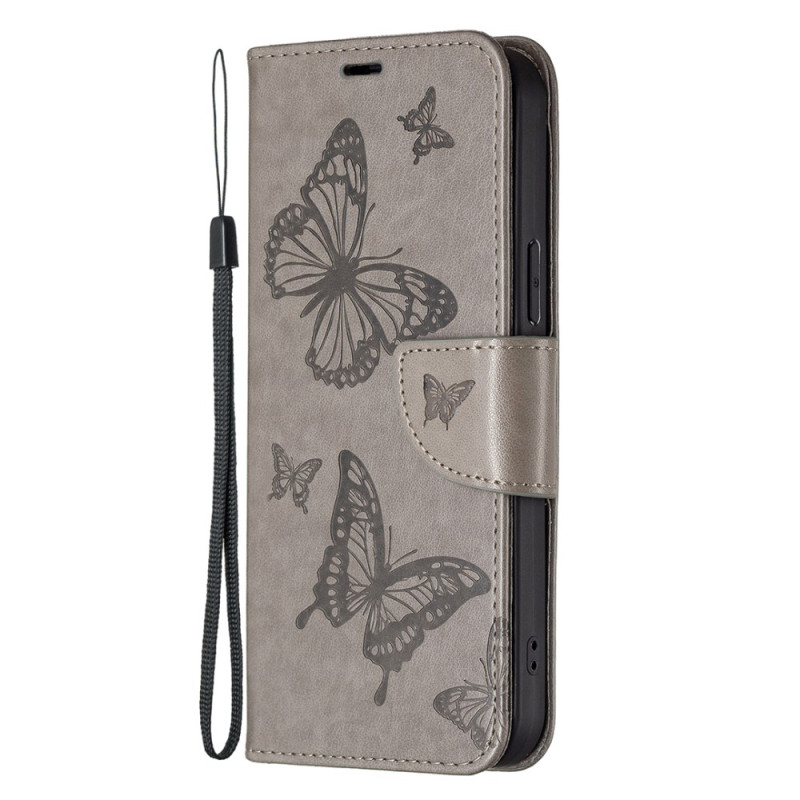 Xiaomi Redmi Note 13 Pro 4G / Poco M6 Pro 4G Tasche mit Schmetterlingsmotiv und Riemen