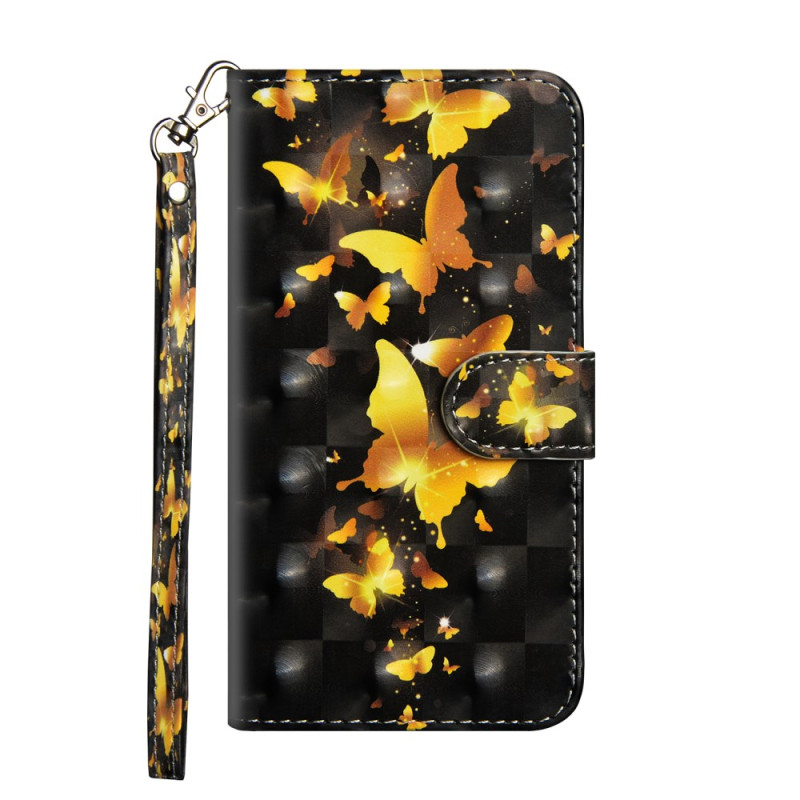 iPhone 11 Hülle Goldene Schmetterlinge mit Riemen