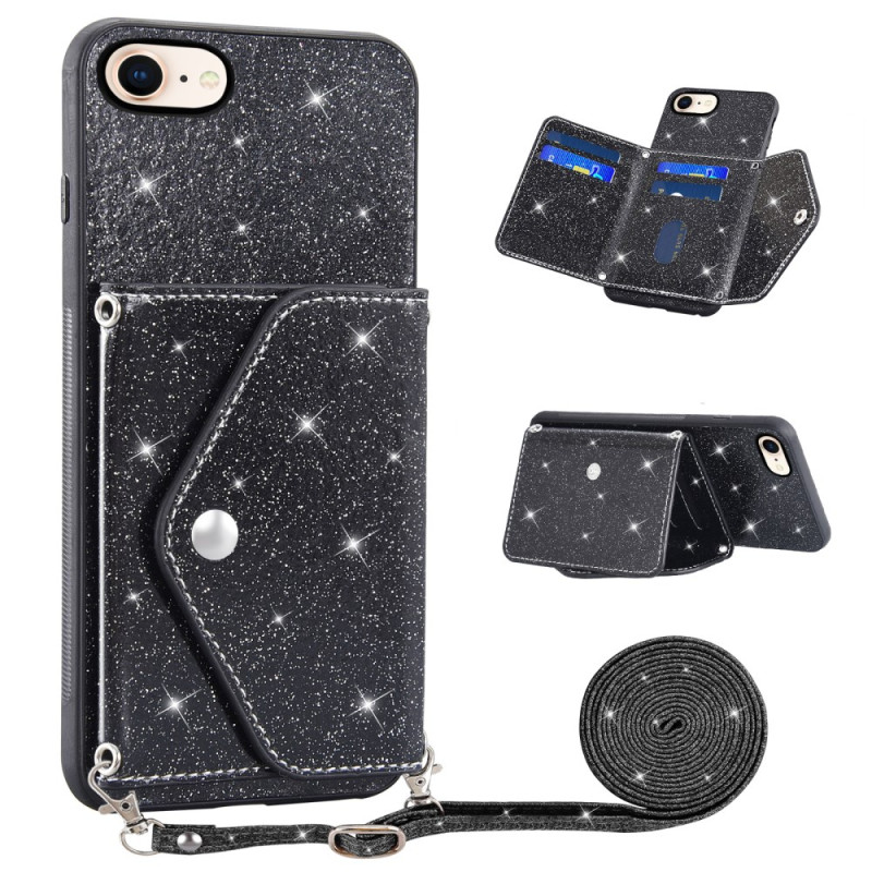 iPhone SE 3 / SE 2 / 8 / 7 Glitter Cover mit Schulterriemen