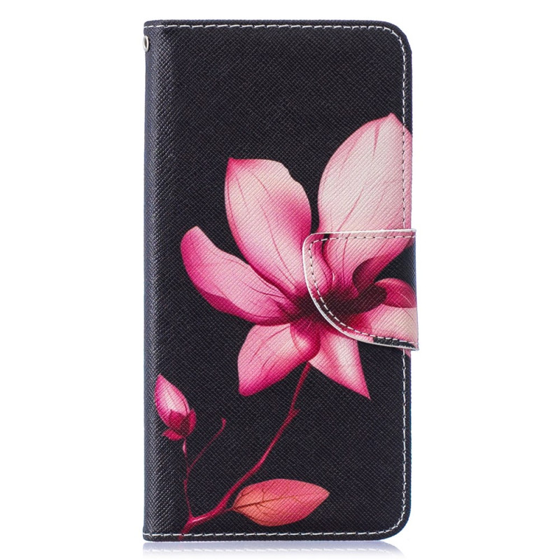 Samsung Galaxy S10 Hülle -Pinkfarbene Blume auf schwarzem Hintergrund