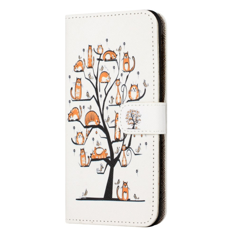 Xiaomi Redmi Note 13 4G Hülle Katzen und Baum mit Riemchen