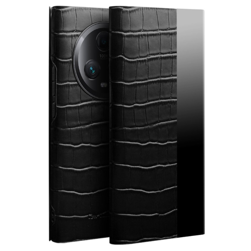 Flip Cover Honor Magic 5 Pro Echtleder Krokodil-Muster QIALINO