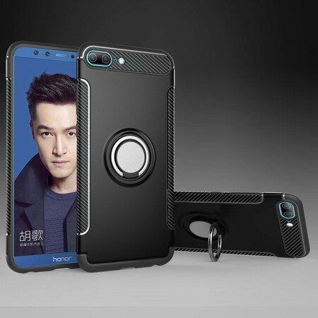 Huawei Honor 9 Lite Cover Kohlefaser Magnetic Ring