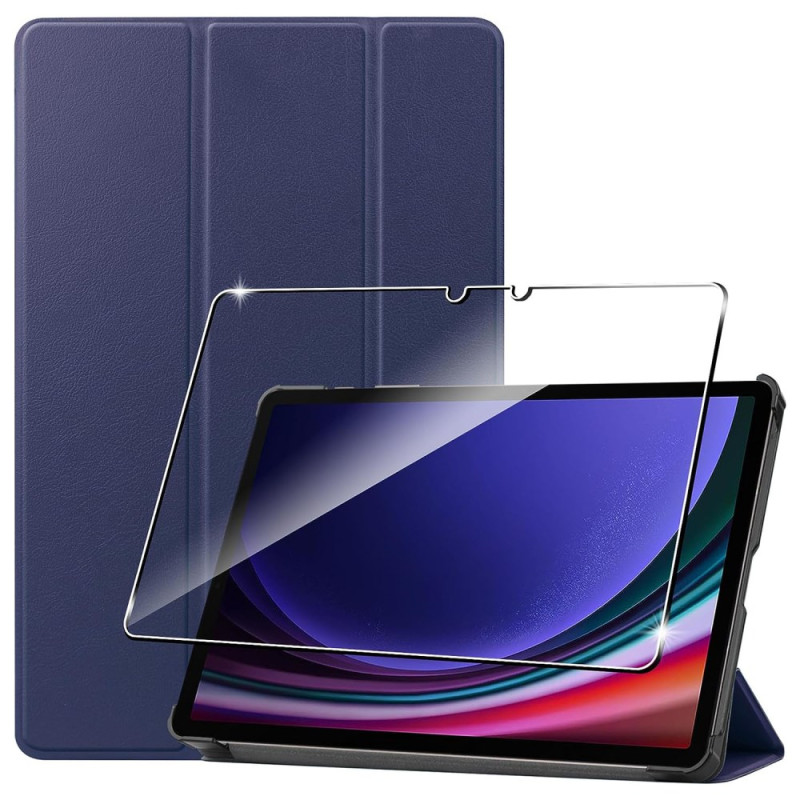 Smart Case Samsung Galaxy Tab S9 Bildschirmschutz aus gehärtetem Glas Blau