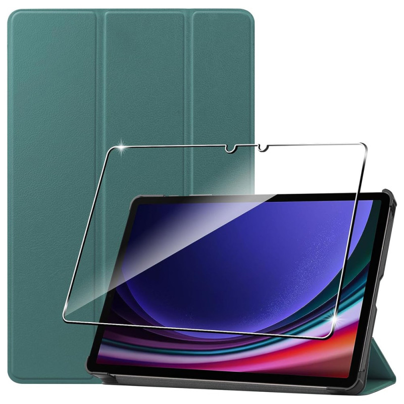 Smart Case Samsung Galaxy Tab S9 Displayschutz aus gehärtetem Glas Grün