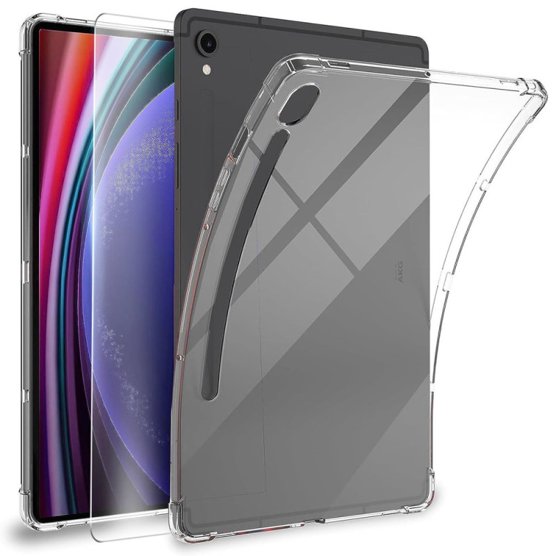 Transparentes Samsung Galaxy Tab S9 Cover mit Displayschutz aus gehärtetem Glas