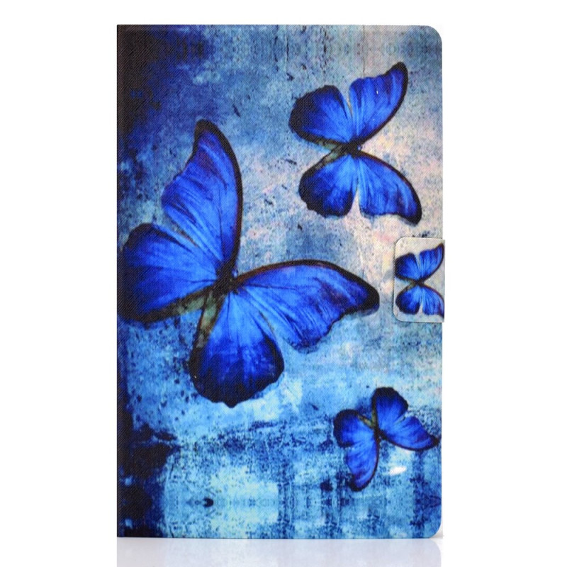 Samsung Galaxy Tab A11 / A9 Hülle Blaue Schmetterlinge Aquarell
