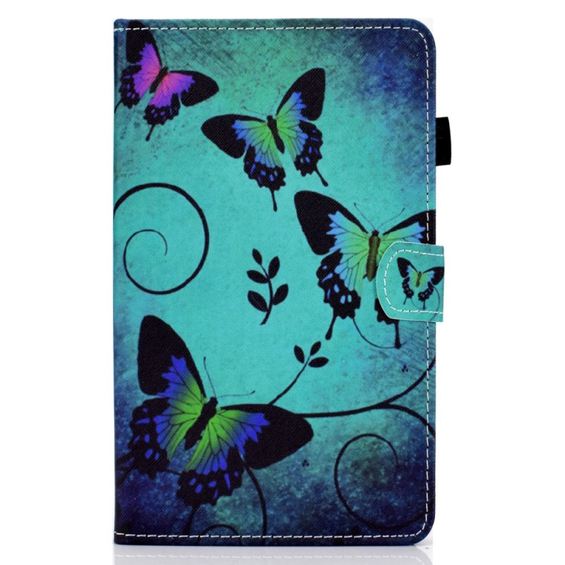 Samsung Galaxy Tab A9 Hülle Schmetterlinge auf grünem Hintergrund