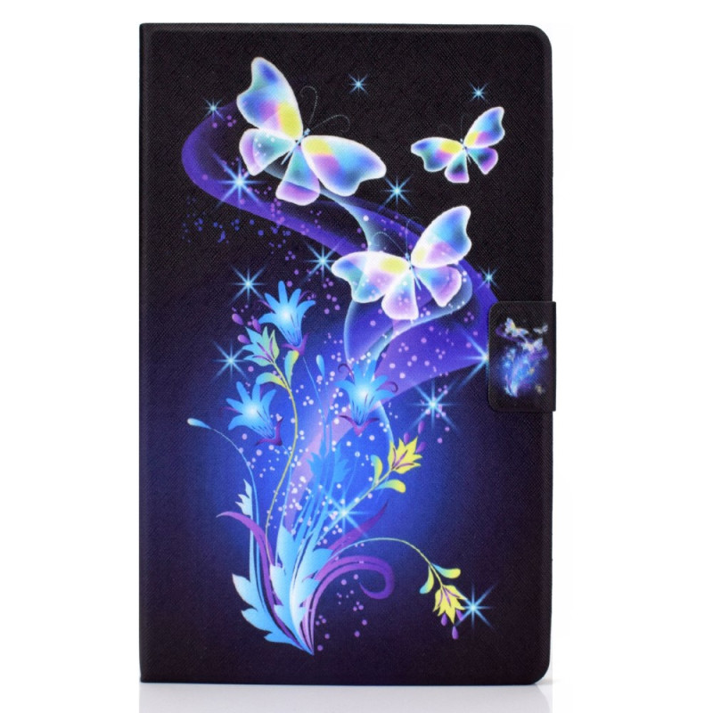 SSamsung Galaxy Tab A11 / A9 Hülle Schmetterlinge auf schwarzem Hintergrund