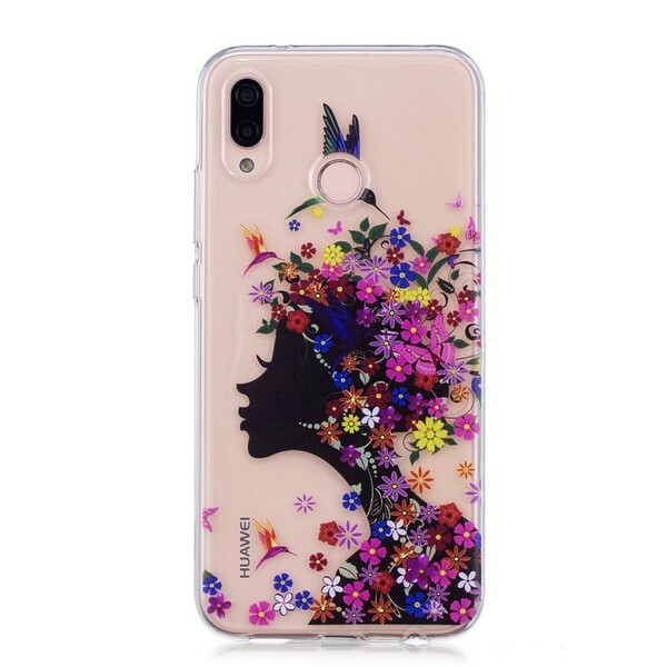 Huawei P20 Lite Transparent Blumenmädchen Cover